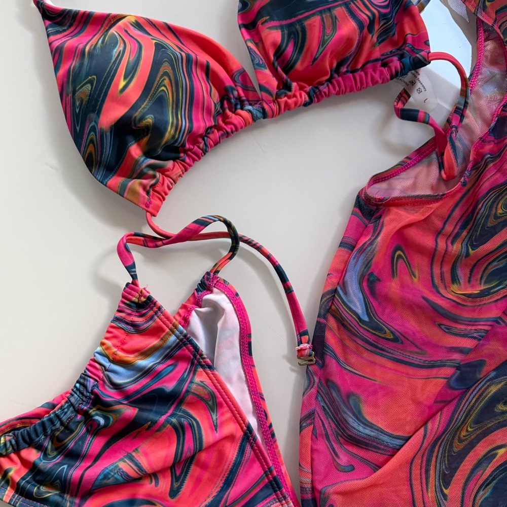 Pink & Multicolor Swirl Bikini Set - Picture 2 of 10